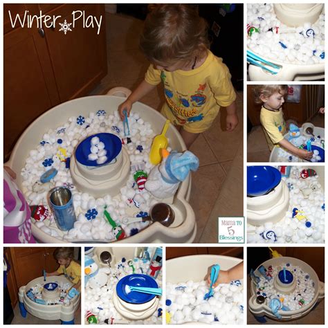 Winter Theme Play Table Learn And Link With Linky Mama To 6 Blessings