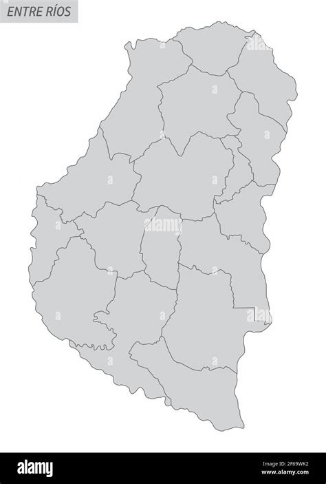 Mapa Aislado De La Provincia De Entre Ríos Dividido En Departamentos