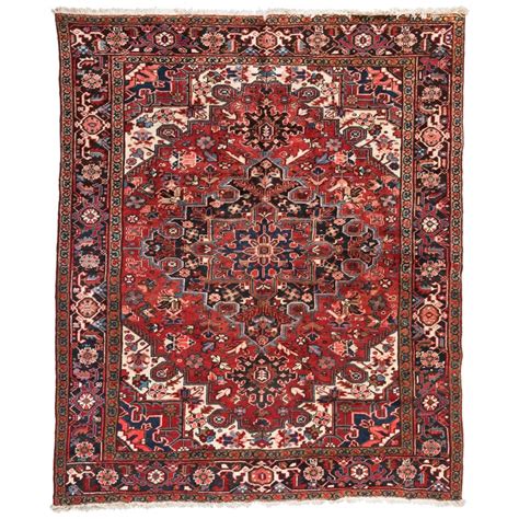 French provincial bedroom design ideas. Antique Persian Red Square Heriz Carpet, circa 1950s For ...
