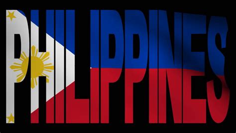 Philippines Text With Rippling Flag Animation Stock Footage Video