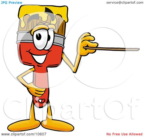 Clipart Picture Of A Paint Brush Mascot Cartoon Character Holding A