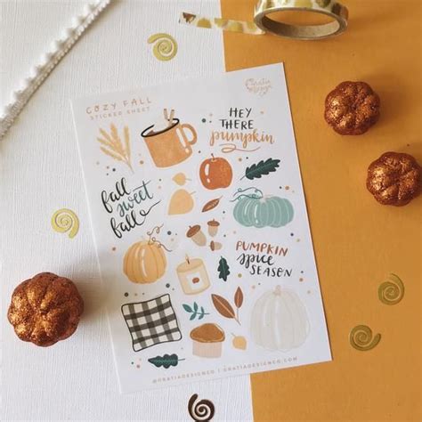 Cozy Fall Sticker Sheet Fall Stickers Planner Stickers Etsy Autumn