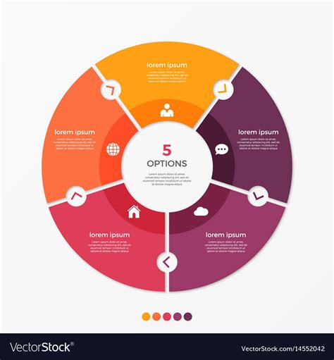 Circle Chart Infographic Template With 5 Options Vector Image Aff