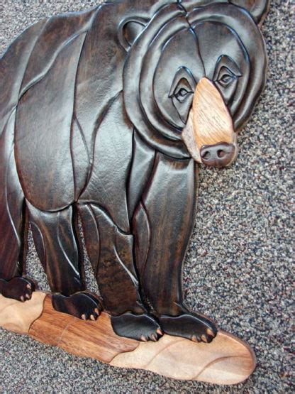 Solid Wood Intarsia Inlaid Black Bear Wall Picture Wall Hanging Moose