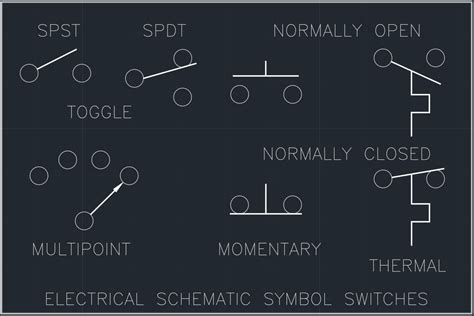 Electrical Schematic Symbol Switches Free Cad Block And Autocad Drawing