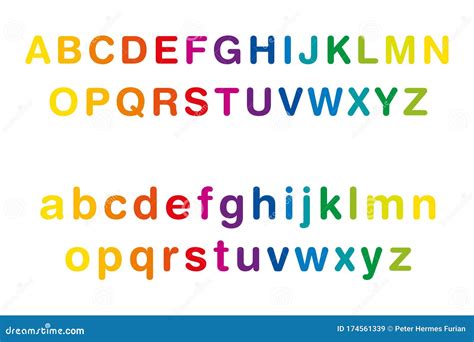 Rainbow Colored Alphabet Upper And Lower Case In A Row Stock Vector