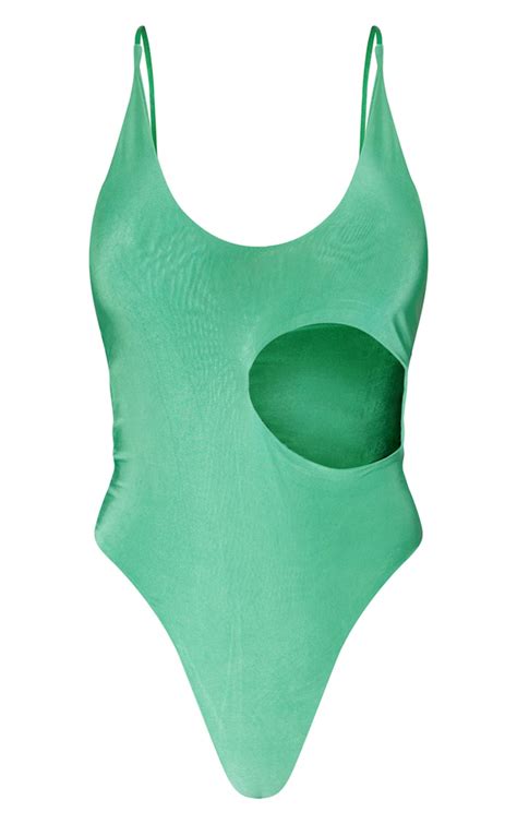 green strap cutout bodysuit tops prettylittlething qa