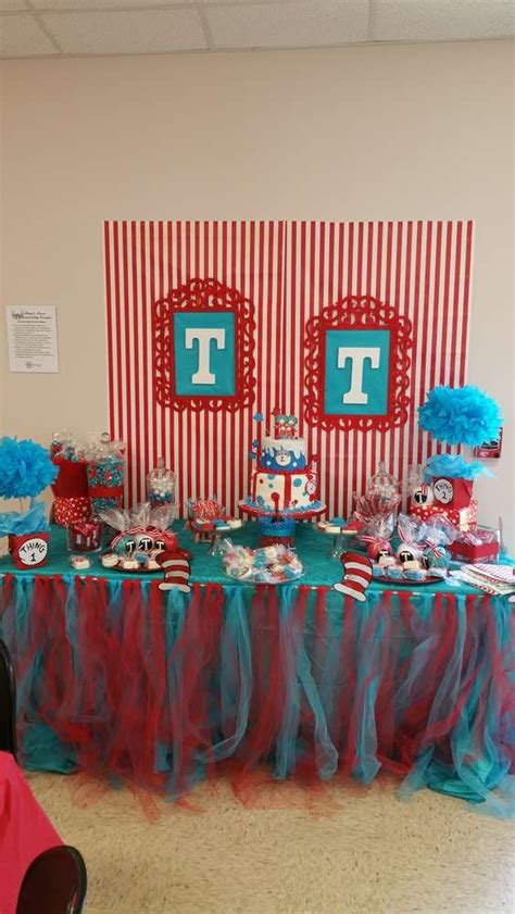 You may have party indoor or outdoor. Awesome Thing 1 and Thing 2 baby shower party! See more ...