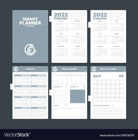 Organizer Pages Business Planner Creative Vector Image