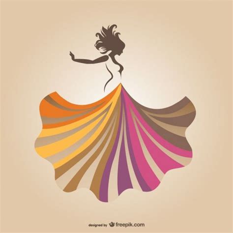 Premium Vector Dancing Woman With Colorful Skirt Fashion Logo