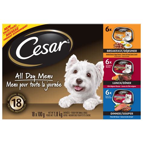 Print a $1.00/2 coupon and pay just $0.20 each! Cesar Wet Mealtime Small Dog Food | Walmart Canada