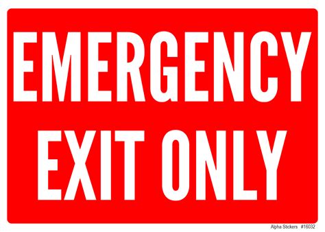 Emergency Exit Only Signvinyl Sticker Size 7w X 5h Set Of 3pcs
