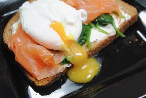 Low Fat Salmon Spinach And Poached Egg Breakfast Student Recipes
