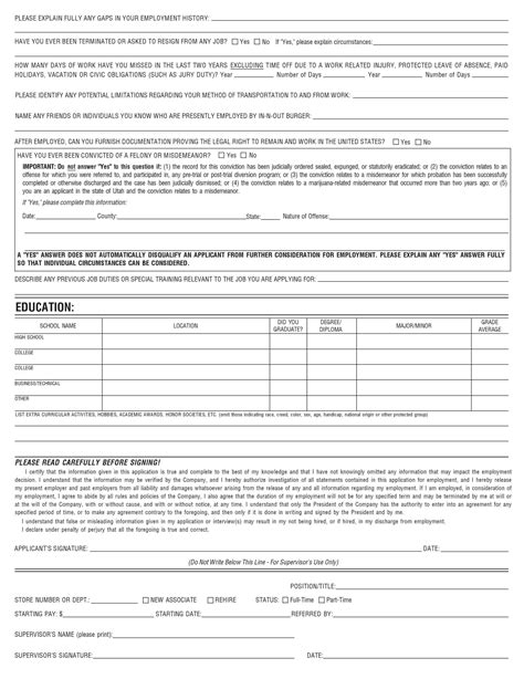 Generic application form for canada imm 0008 (pdf, 652 kb). In-N-Out Burger Job Application Form Free Download