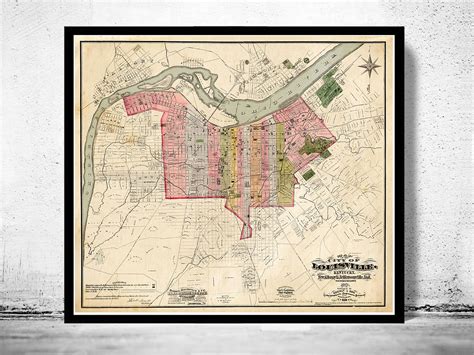 Old Map Of Louisville Kentucky 1898 Vintage Map Wall Map Print