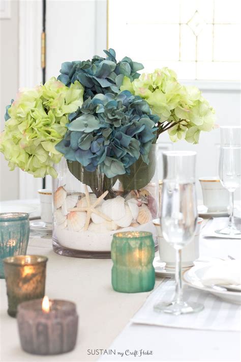 The great thing about these bridal shower activities is that they provide entertainment for the guests and result in a lifelong gift for the bride (double whammy!) Simple DIY Beach Theme Centerpiece | Beach theme ...