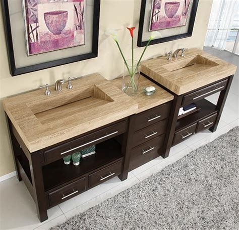 After waking up and getting ready in front of the same bathroom vanity for years, it's eventually time for a change. 92 Inch Espresso Double Sink Bath Vanity with Travertine