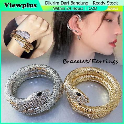 Jual Bracelet Titanium Gelang Pria Wanita Motif Ular Anting Gantung