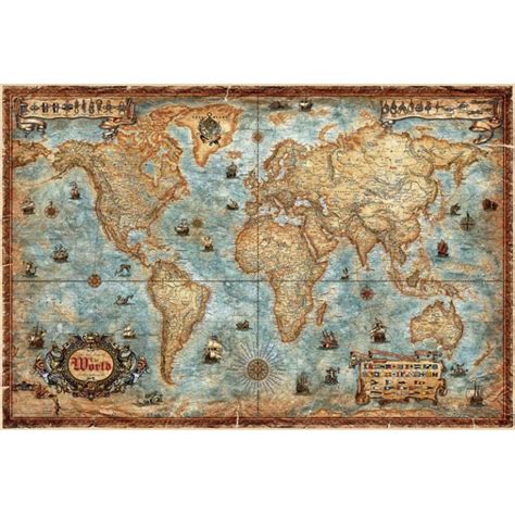 Antique World Map Laminated Rayworld Our Products Aux Quatre