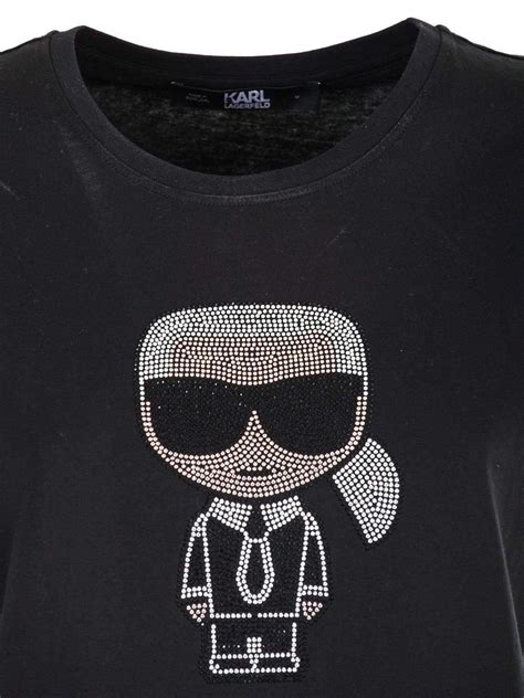 Karl Lagerfeld K Ikonik T Shirt With Rhinestones In Black Lyst