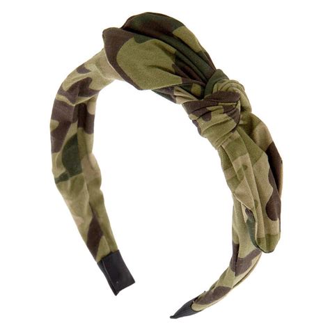 Camo Knotted Bow Headband Green Icing Us