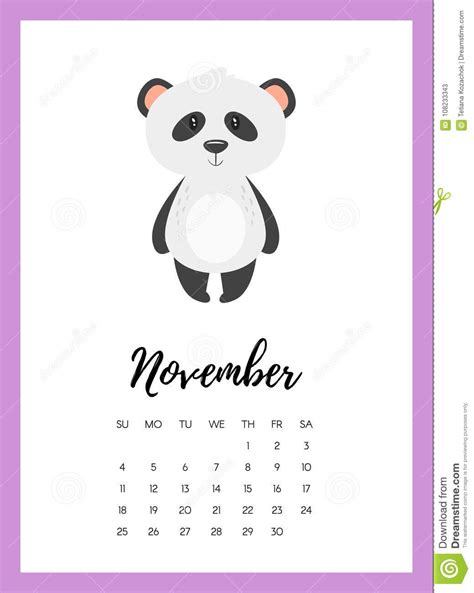 November 2018 Year Calendar Page Stock Vector Illustration Of Paper