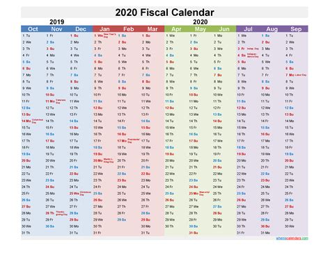 Fiscal Calendar 2020 Federal Fiscal Year Template Nofiscal20y3