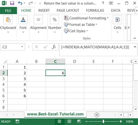 Return The Last Value In A Column Best Excel Tutorial