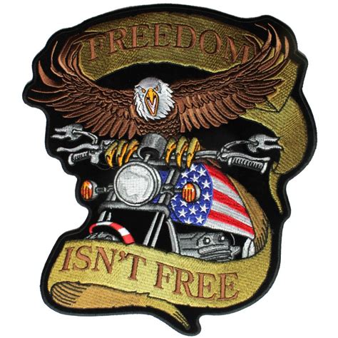 Freedom Isnt Free Motorcycle Eagle Embroidered Iron On Biker Patch