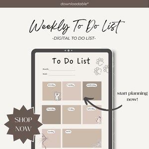 Printable Weekly Planner Weekly Planner Printable To Do List Etsy