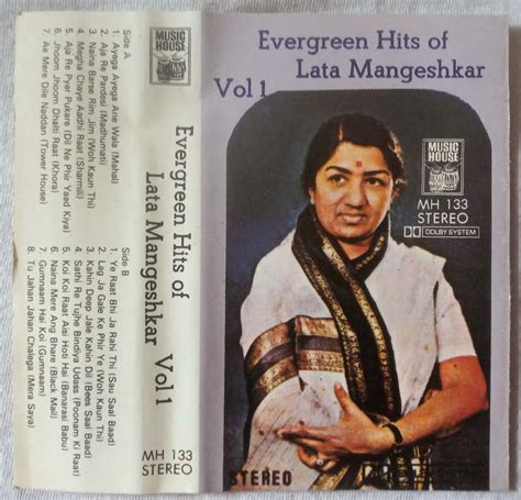 Evergreen Hits Of Lata Mangeshkar Vol 1 Hindi Audio Cassette Tamil Audio Cd Tamil Vinyl