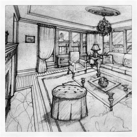 Interior Pencil Drawings Living Room Study Pencil Drawings Pencil Art
