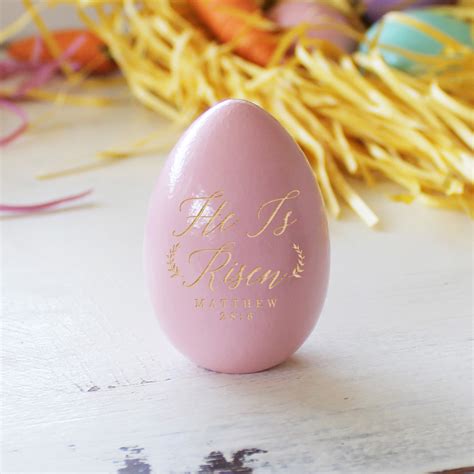 He Is Risen Personalized Wood Easter Egg Etchey