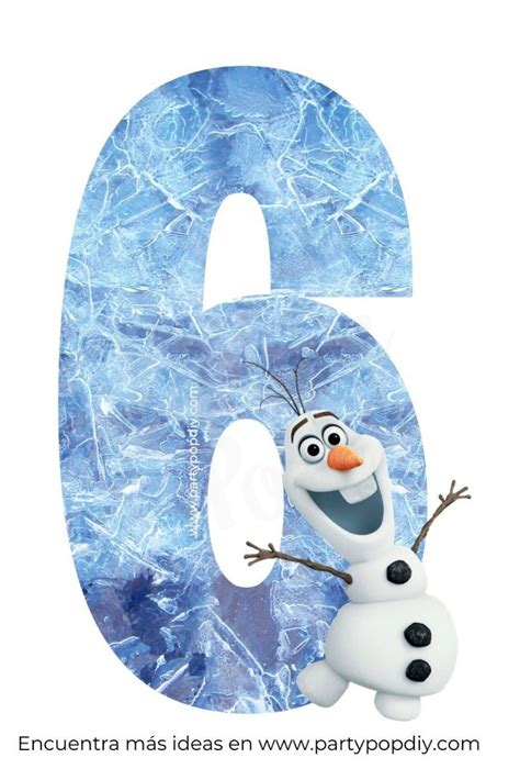The Number Six Is Made Up Of Frozen Water And Has A Cartoon Character On It
