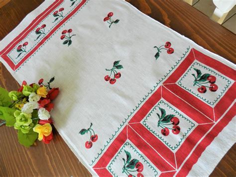 1950s Red Cherry Startex Kitchen Towelexcellent Red Towels