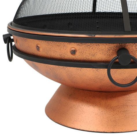 Sunnydaze Large 30 Inch Copper Finish Outdoor Fire Pit Bowl Round Wood Burning Patio Fire Bowl