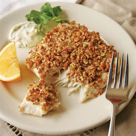 Healthy Intuitions Pecan Crusted Baked Alaskan Halibut
