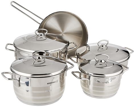 YBM Home Korkmaz Astra Cr Ni 9 Piece Stainless Steel Cookware Set Pots