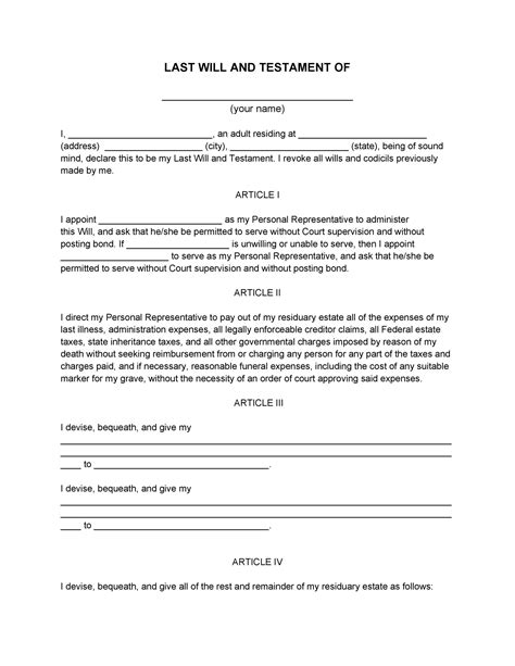 How to amend a will? 39 Last Will and Testament Forms & Templates - Template Lab