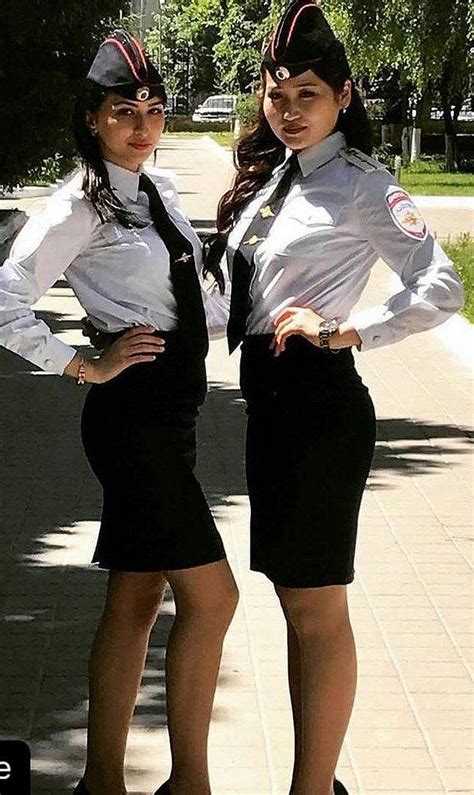 Two Police Officers Dressed In Formal Uniforms Military Women Women
