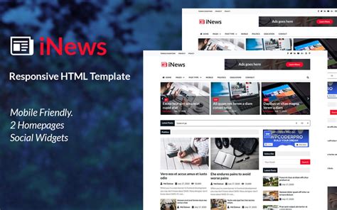 INews Responsive Newspaper HTML Website Template