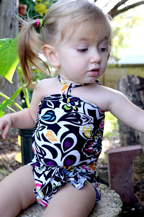Baby Bathing Suit Black With Neon Flowers Wrap Around Swimsuit Etsy