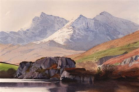Mountain Rock And Lake An Original Watercolour Painting By Rob Piercy
