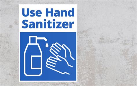 Use Hand Sanitizer Sign Sticker Blue And White Social Safety Signs