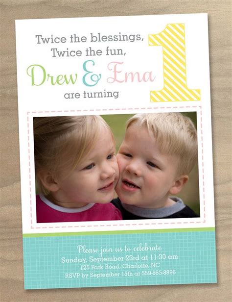 1st Birthday Twins Invitations Birthday Cards To Make