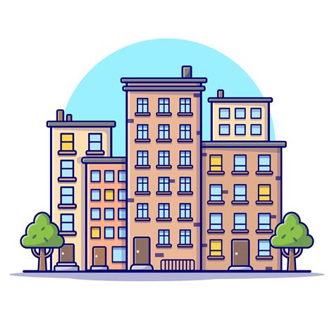 Cityscape Cartoon Vector Icon Illustration Building Architecture Icon