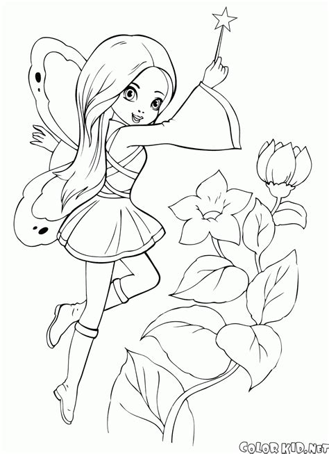 Coloring Page Fairy With A Magic Wand
