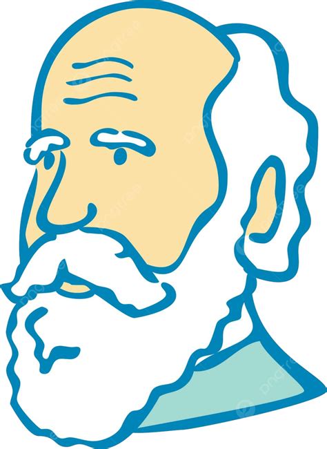 Nerdy Charles Darwin Doodle Mascot Single Thickness Man Bearded Vector