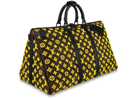 louis vuitton keepall triangle bandouliere monogram tuffetage 50 yellow in coated canvas with