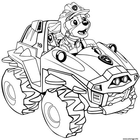 Coloriage Pat Patrouille Dino Rescue Meet Rex Voiture 4x4  JeColorie.com
